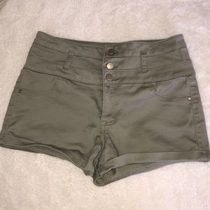 High waisted army green shorts